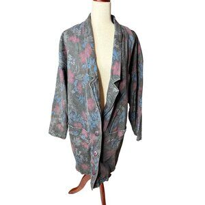 Vtg Learsi 80s 90s M Oversized Denim Duster Jacket Boxy Fit Button grunge Punk